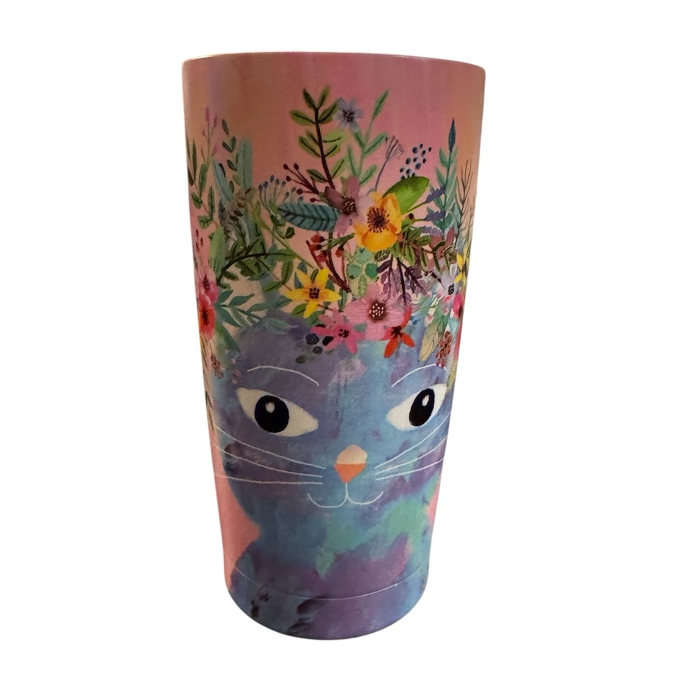 Studio Oh! Fancy Cat Insulated Stainless Steel Tumbler – 17 oz (NO LID)